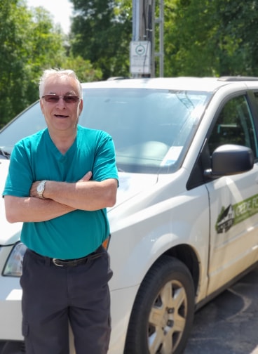 driver ray with olde forge vehicle